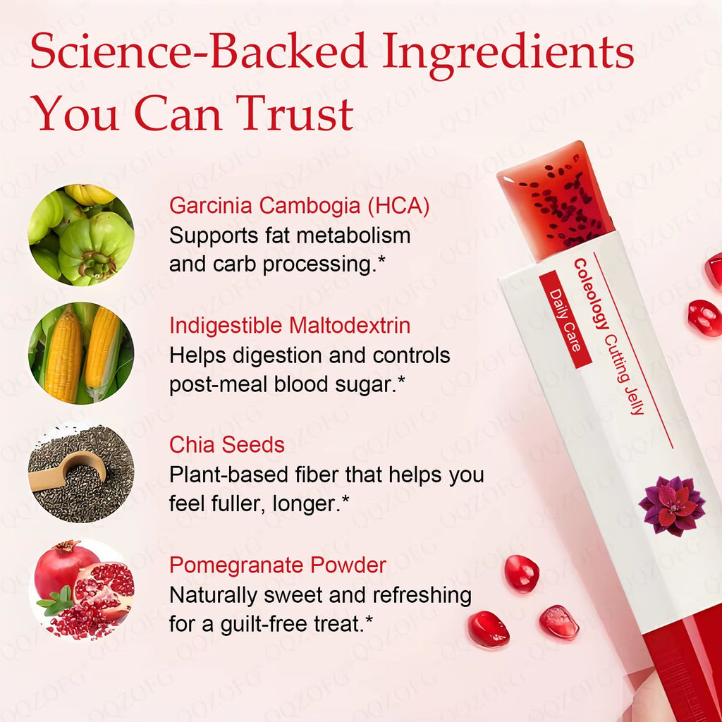 Wholesale OEM Coleology Cutting Jelly with Chia Seeds & Collagen Garcinia Cambogia (HCA) Jelly Sticks
